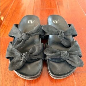 Women Elegant Black Knotted Slide Sandals. Size 7.5.
